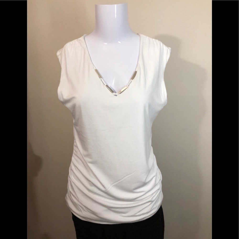 WHBM White Sleeveless Top M